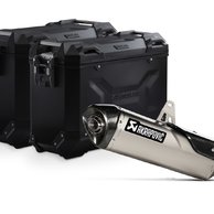 TRAX ADV aluminum case system + Akrapovic Black. 45/37 l. Triumph Tiger 900 (19-23