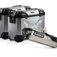 TRAX ADV aluminum case system + Akrapovic Silver. 45/37 l. Triumph Tiger 900 (19-2