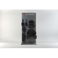 Sales display - wall with equipment Topic: PRO rear bags and accessories.