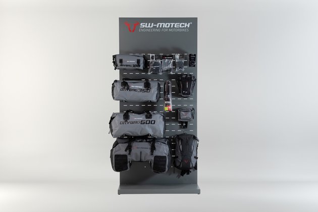 Sales display - wall with equipment Theme: Waterproof and accessories.