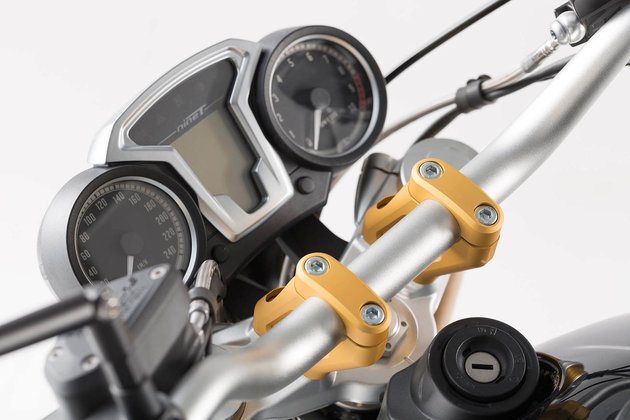 zvýšení řídítek+ 20 mm nahoru a  zpět +30 mm. zlatý. Od BMW.